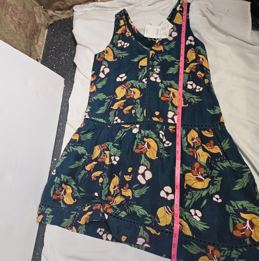NEW Comptoir Des Cotonniers linen silk blend tropical jungle sleeveless dress M - Picture 9 of 12